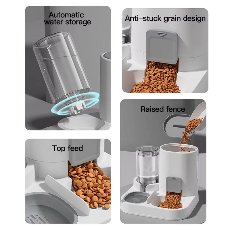Dispensador y comedero automático de agua para gatos con relleno por gravedad, diseño de una sola pieza de gran capacidad a prueba de derrames, 1 paquete