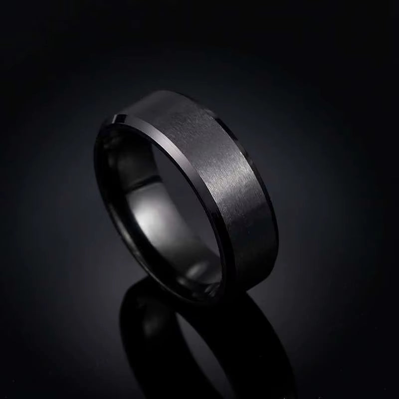 Anillo de joyería con dijes de moda, anillos negros de acero inoxidable para hombres y mujeres, nombre grabado personalizado