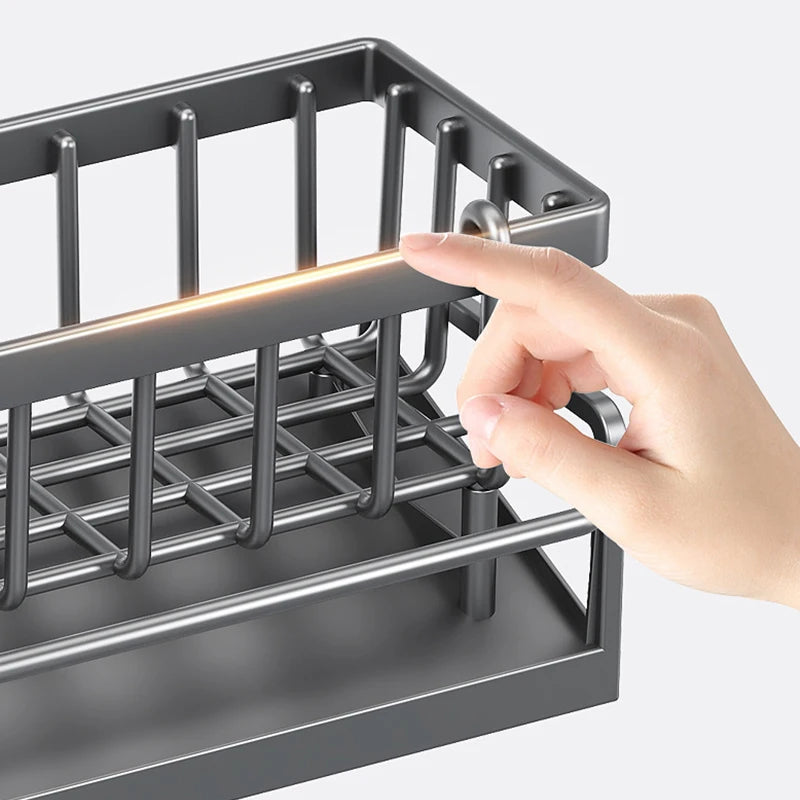 Estante de drenaje para fregadero de cocina, organizador de plástico Abs, autodrenaje, soporte para esponja y jabón, toallero, cesta de filtro