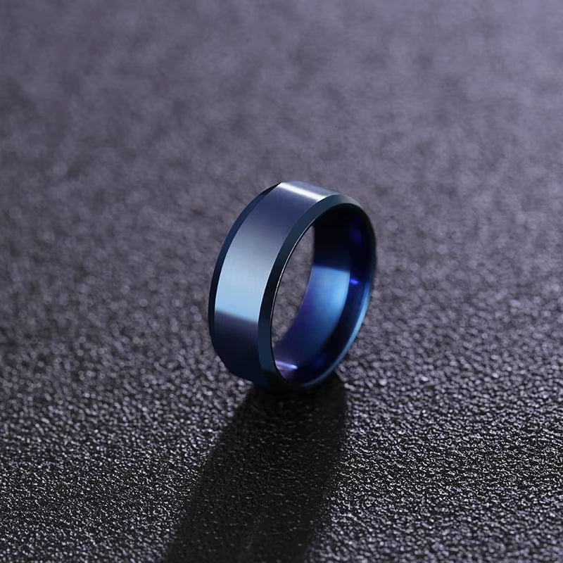 Anillo de joyería con dijes de moda, anillos negros de acero inoxidable para hombres y mujeres, nombre grabado personalizado