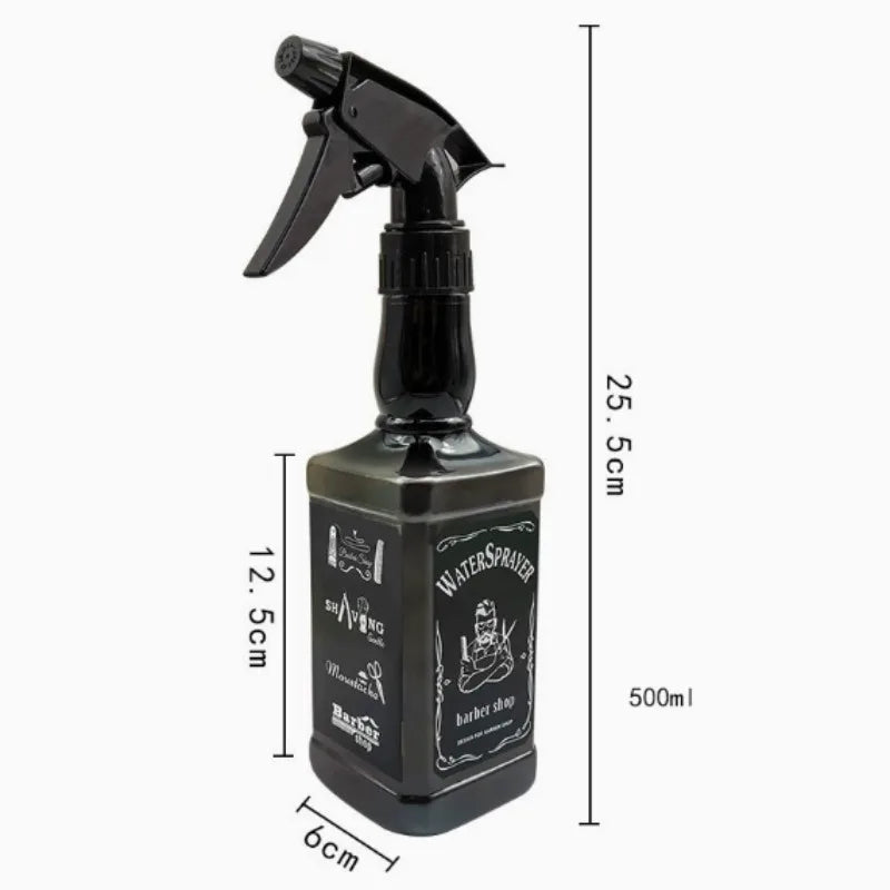 Botella pulverizadora de peluquería de 500ML/650ML, herramientas para el cabello de peluquero, rociador de agua, regadera con cabezal de aceite de whisky Retro