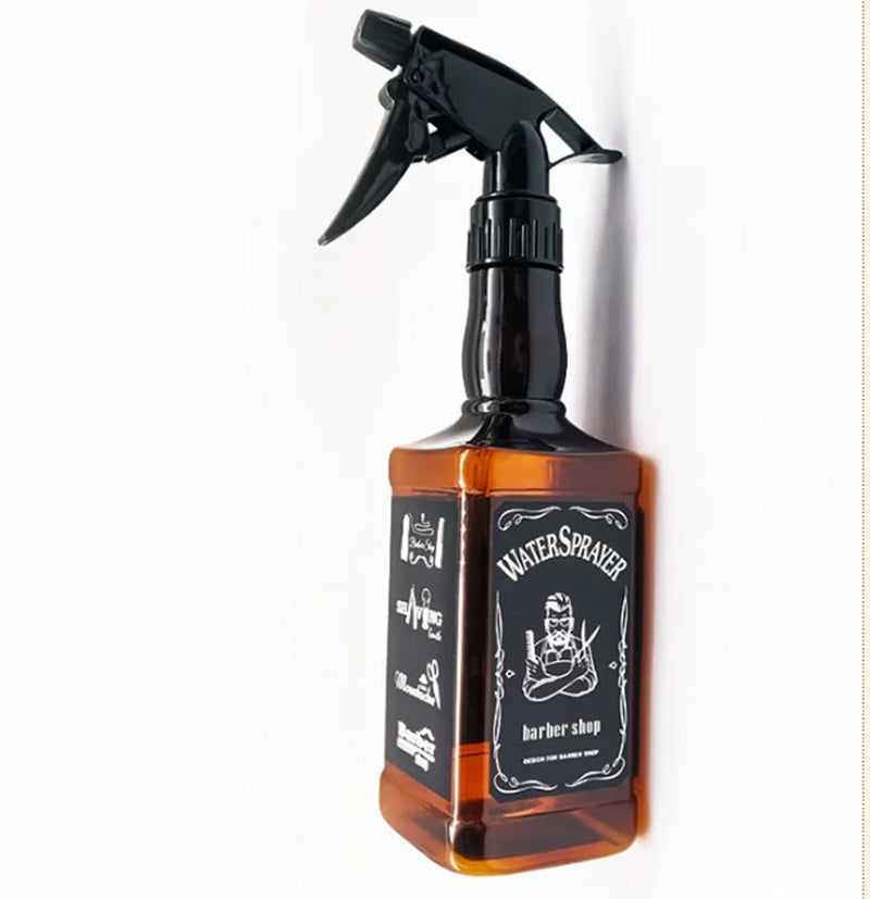 Botella pulverizadora de peluquería de 500ML/650ML, herramientas para el cabello de peluquero, rociador de agua, regadera con cabezal de aceite de whisky Retro