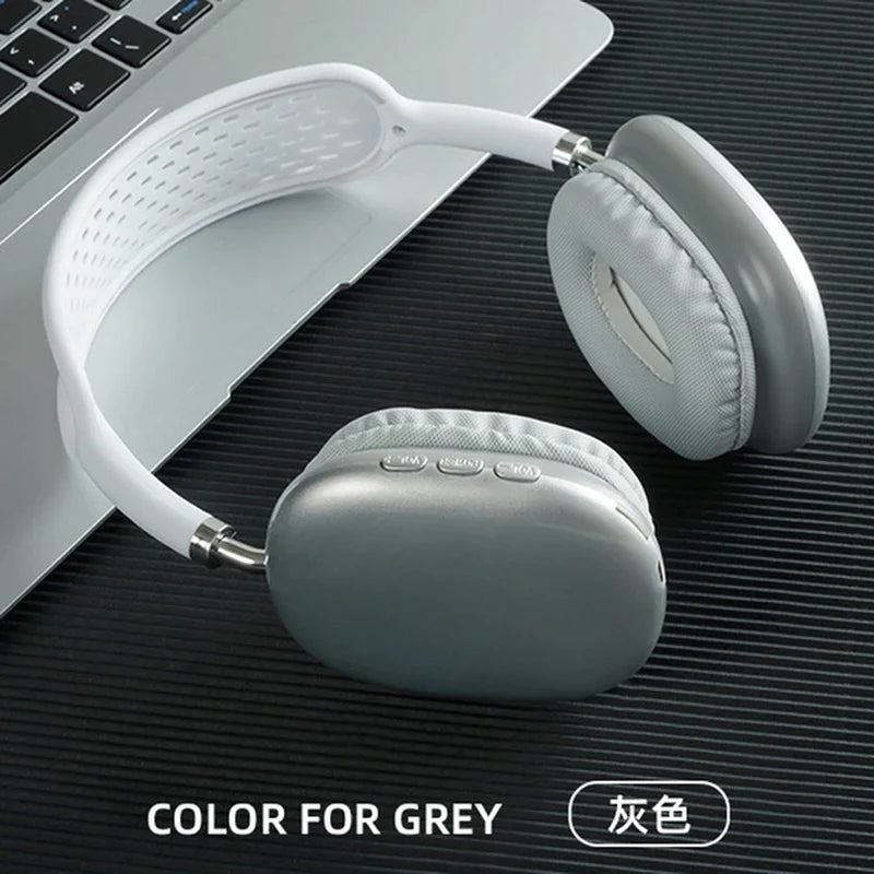 Auriculares inalámbricos Bluetooth Nexorretail P9 con micrófono, cancelación de ruido, sonido estéreo y soporte TF para deportes y gaming.