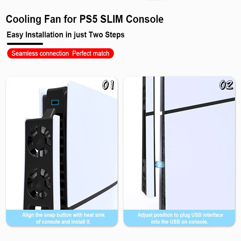 Ventilador de refrigeración para PS5 Slim Nexorretail con LED silencioso y extractor de calor para consola gaming.