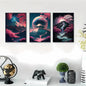 Pintura en lienzo de paisaje Natural japonés sin marco, carteles negros y rojos, impresiones artísticas de pared con tinta Vintage para sala de estar y hogar, 3 uds.