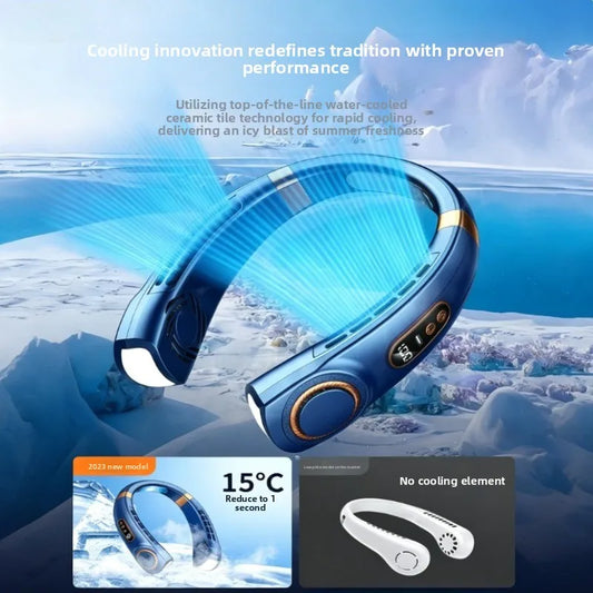 Ventilador de Cuello Recargable, Portátil, Funciona con Batería, Manos Libres, Ventilador USB para el Cuello, para Uso en Interiores y Exteriores