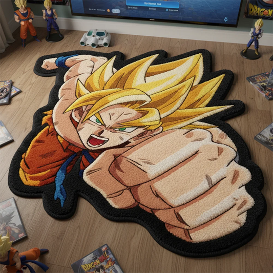 Alfombra de dibujos animados de Dragon Ball Super Saiyan Goku, decoración para habitación de niños, alfombra antideslizante, alfombra para mascotas/juegos, manta decorativa suave