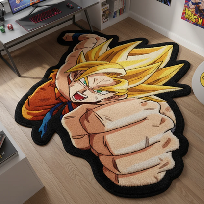 Alfombra de dibujos animados de Dragon Ball Super Saiyan Goku, decoración para habitación de niños, alfombra antideslizante, alfombra para mascotas/juegos, manta decorativa suave