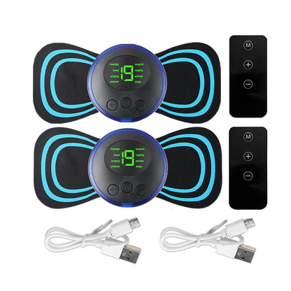Mini masajeador de cuello EMS portátil Nexorretail con parche eléctrico cervical y pantalla LCD para alivio muscular.
