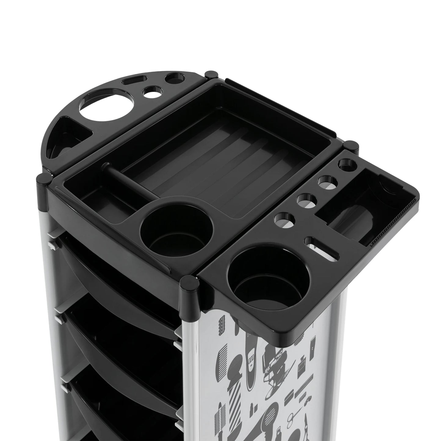 Carrito de Peluquería Moderno Rectangular de 5 Niveles, 4 Cajones con Ruedas Universales, Capacidad de Carga de 15 kg por Nivel, para Barberías
