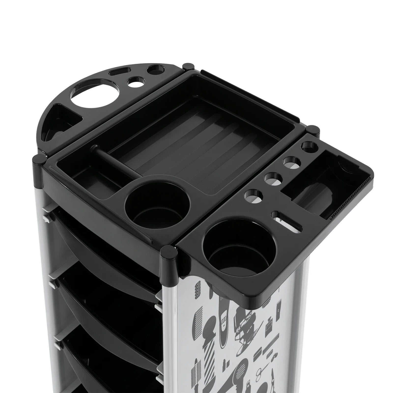 Carrito de Peluquería Moderno Rectangular de 5 Niveles, 4 Cajones con Ruedas Universales, Capacidad de Carga de 15 kg por Nivel, para Barberías