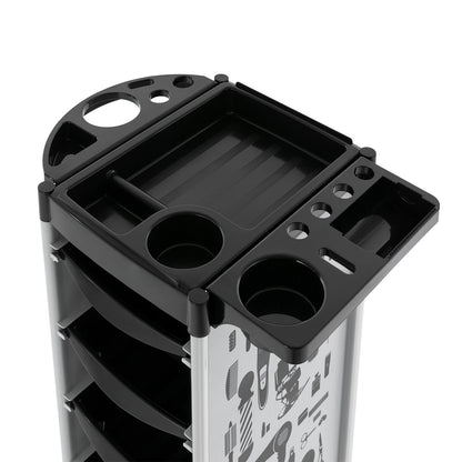 Carrito de Peluquería Moderno Rectangular de 5 Niveles, 4 Cajones con Ruedas Universales, Capacidad de Carga de 15 kg por Nivel, para Barberías