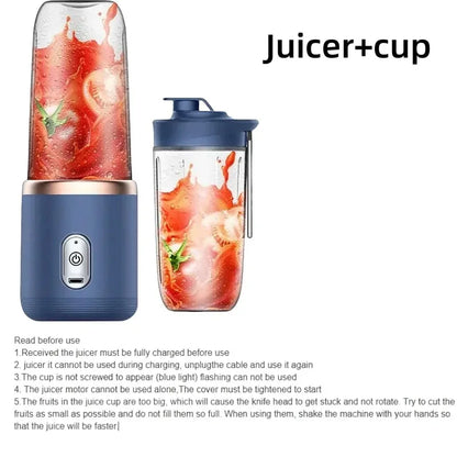 Licuadora USB portátil de 6 colores, 400ml, exprimidor eléctrico de viaje, taza para batidos, batidos, cocina, Mini herramienta mezcladora