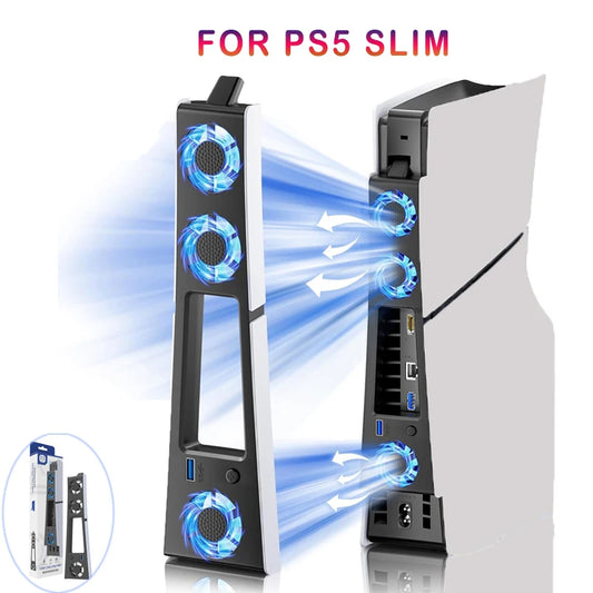 Ventilador de refrigeración para PS5 Slim Nexorretail con luces LED, extractor silencioso para mantener la consola fresca.