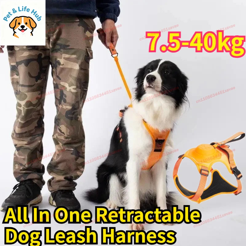 Arnés Retráctil Todo en Uno para Perros, Anti-Escape, Sin Tirones, Estilo Chaleco para Perros Medianos y Grandes