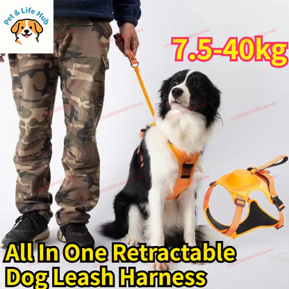 Arnés Retráctil Todo en Uno para Perros, Anti-Escape, Sin Tirones, Estilo Chaleco para Perros Medianos y Grandes
