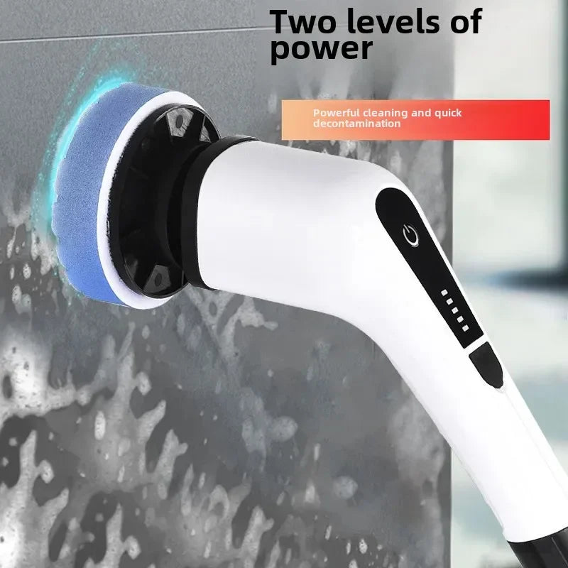 Cepillo de limpieza eléctrica multifuncional, resistente al agua, para baño, sin ángulo muerto, cepillo para bañera, varilla larga extensible, alto par