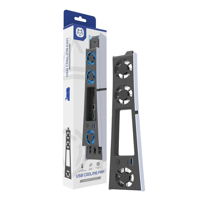 Ventilador de refrigeración para PS5 Slim Nexorretail con extractor LED silencioso y diseño compacto.
