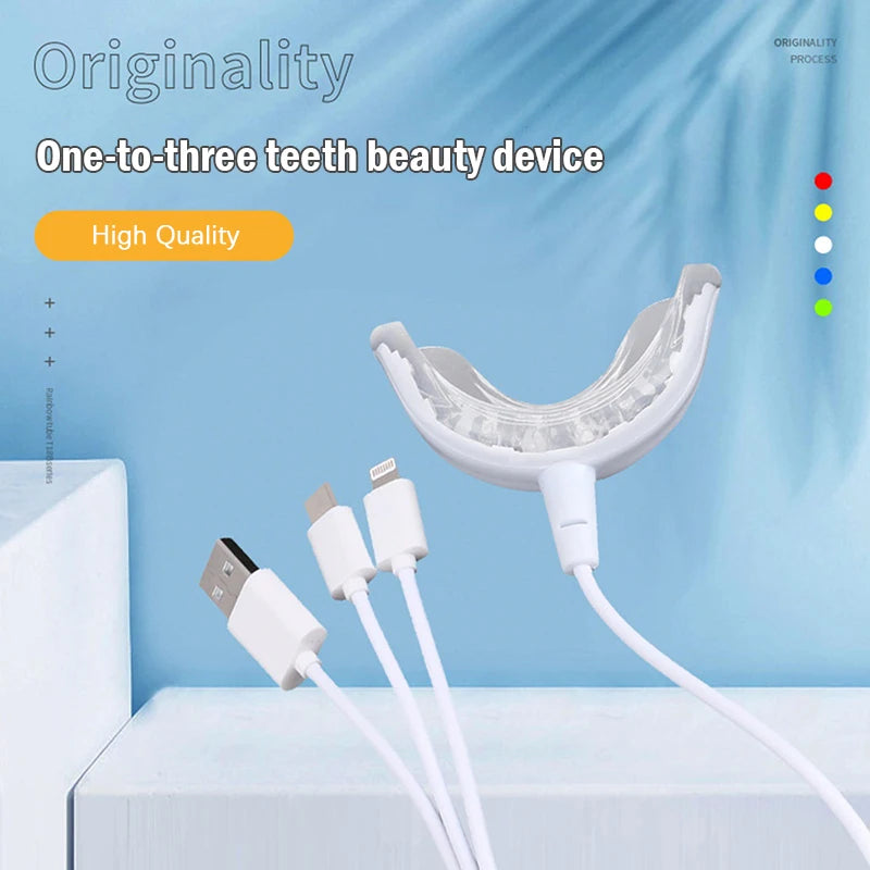 Lámpara blanqueadora de dientes Nexorretail con 16 LED y férula dental portátil conectada por USB.
