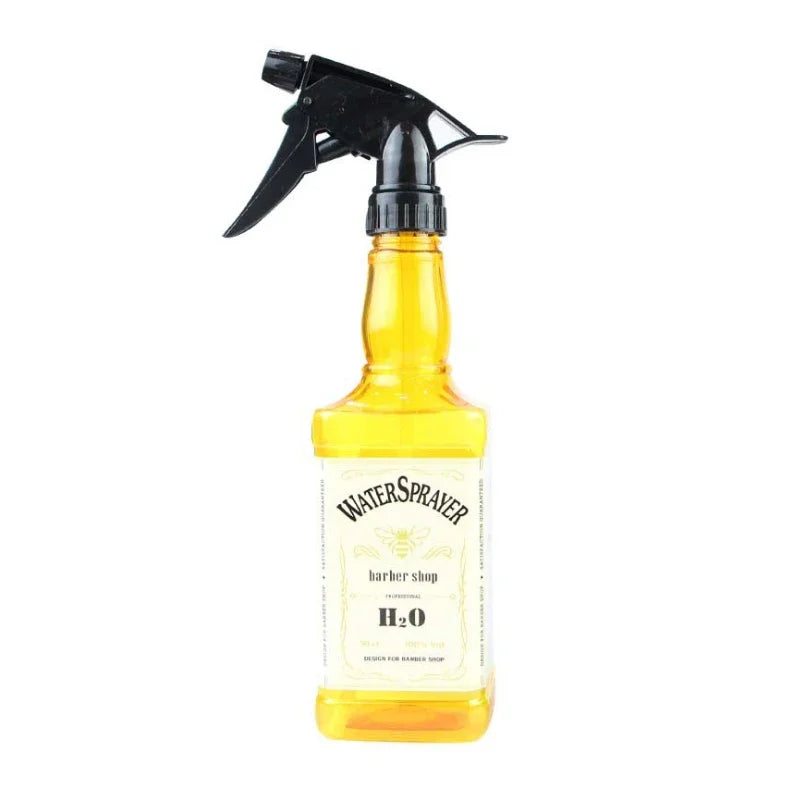 Botella pulverizadora de peluquería de 500ML/650ML, herramientas para el cabello de peluquero, rociador de agua, regadera con cabezal de aceite de whisky Retro
