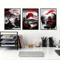 Pintura en lienzo de paisaje Natural japonés sin marco, carteles negros y rojos, impresiones artísticas de pared con tinta Vintage para sala de estar y hogar, 3 uds.