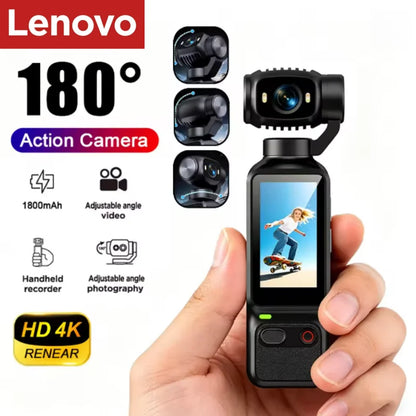 Cámara de acción Lenovo HD 4K 180° de Nexorretail, mini cámara portátil para vlogs, con lente gran angular y diseño compacto