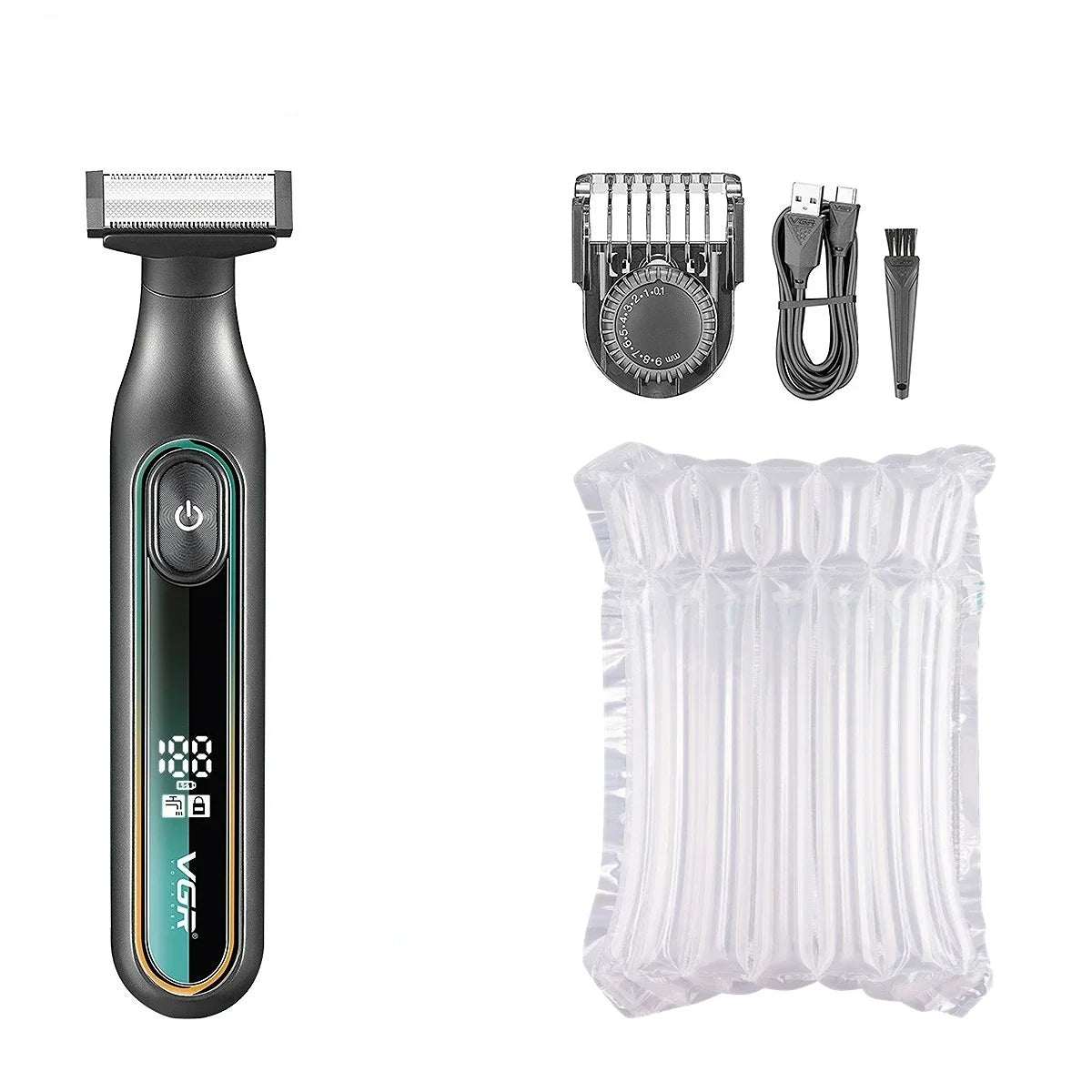 VGR rasuradora de hombre rasuradora barba hombre Afeitadora Profesional Afeitadora Portátil Recortadora de vello corporal IPX6 Resistente al agua Recortadora de barba Recargable Afeitadora eléctrica para hombres V-360