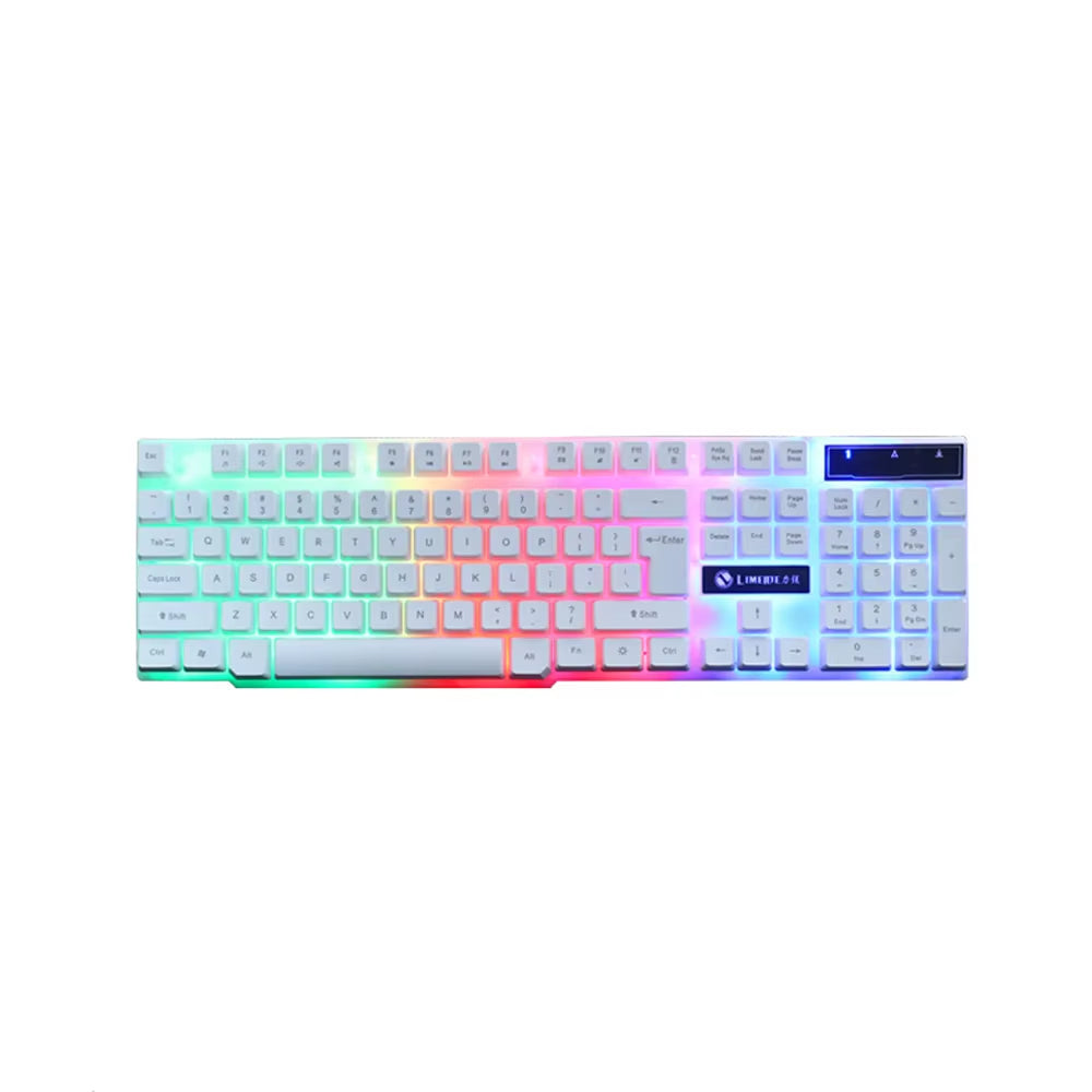 Juego de ratón y teclado para juegos por cable USB, PC, arcoíris, colorido, retroiluminado con LED, Kit de combinación de teclado y ratón para juegos, hogar y oficina