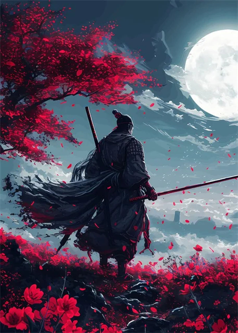 Pósteres de guerrero samurái japonés, lienzo impreso, pintura artística abstracta samurái japonés, imágenes artísticas de pared para decoración del hogar y la sala de estar