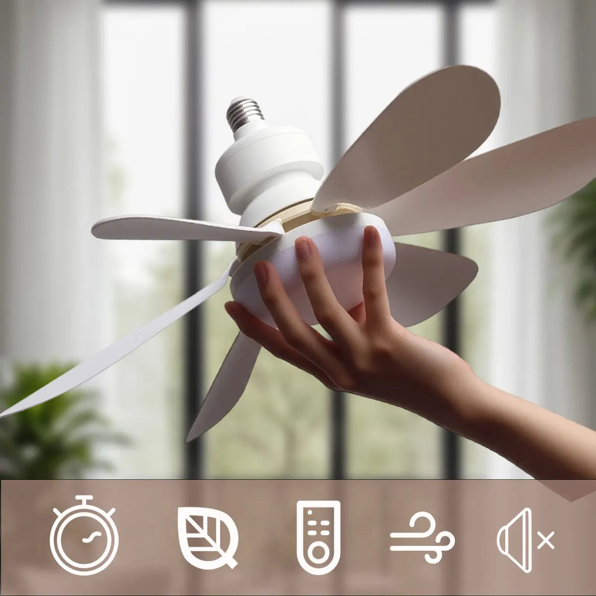 Ventilador de techo LED de 40W con luz E27 y control remoto para atenuación, adecuado para sala de estar, estudio, uso doméstico, 85-265V