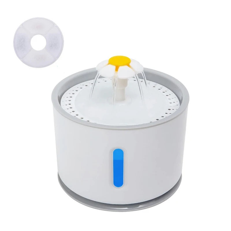 Fuente de agua automática para Gato con iluminación LED, paquete de 5 filtros, 2,4 L, USB, bebedero silencioso para perros y gatos, dispensador de bebidas
