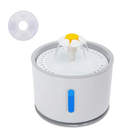 Fuente de agua automática para Gato con iluminación LED, paquete de 5 filtros, 2,4 L, USB, bebedero silencioso para perros y gatos, dispensador de bebidas