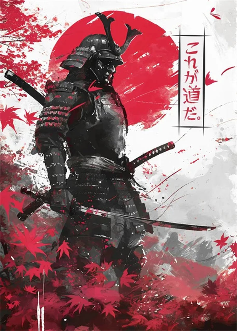 Pósteres de guerrero samurái japonés, lienzo impreso, pintura artística abstracta samurái japonés, imágenes artísticas de pared para decoración del hogar y la sala de estar