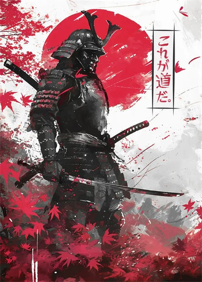 Pósteres de guerrero samurái japonés, lienzo impreso, pintura artística abstracta samurái japonés, imágenes artísticas de pared para decoración del hogar y la sala de estar
