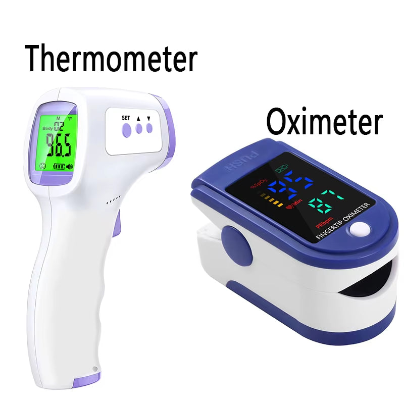 Termómetro infrarrojo Digital para la frente y el cuerpo, termómetros para la fiebre sin contacto o oxímetro de pulso de dedo portátil médico, oxígeno en sangre