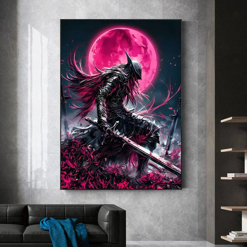 Pósteres de guerrero samurái japonés, lienzo impreso, pintura artística abstracta samurái japonés, imágenes artísticas de pared para decoración del hogar y la sala de estar