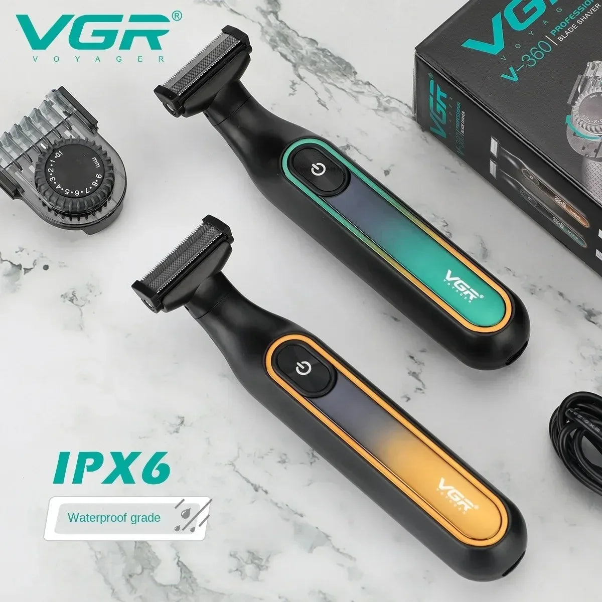 VGR rasuradora de hombre rasuradora barba hombre Afeitadora Profesional Afeitadora Portátil Recortadora de vello corporal IPX6 Resistente al agua Recortadora de barba Recargable Afeitadora eléctrica para hombres V-360