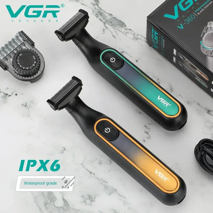 VGR rasuradora de hombre rasuradora barba hombre Afeitadora Profesional Afeitadora Portátil Recortadora de vello corporal IPX6 Resistente al agua Recortadora de barba Recargable Afeitadora eléctrica para hombres V-360
