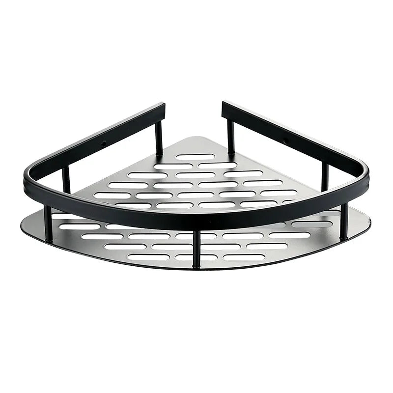 Estante de baño de aleación de aluminio, estante para champú, organizador de almacenamiento de maquillaje, estante de ducha, accesorios de baño, estante esquinero de pared sin taladro