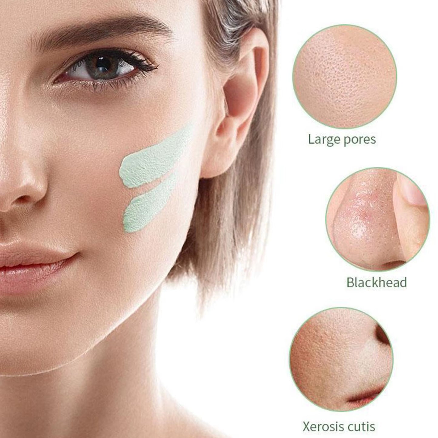 Mascarilla limpiadora sólida de té verde, crema para el tratamiento de imperfecciones de acné, eliminación de espinillas, fórmula vegetal Natural, solución suave para el cuidado de la piel