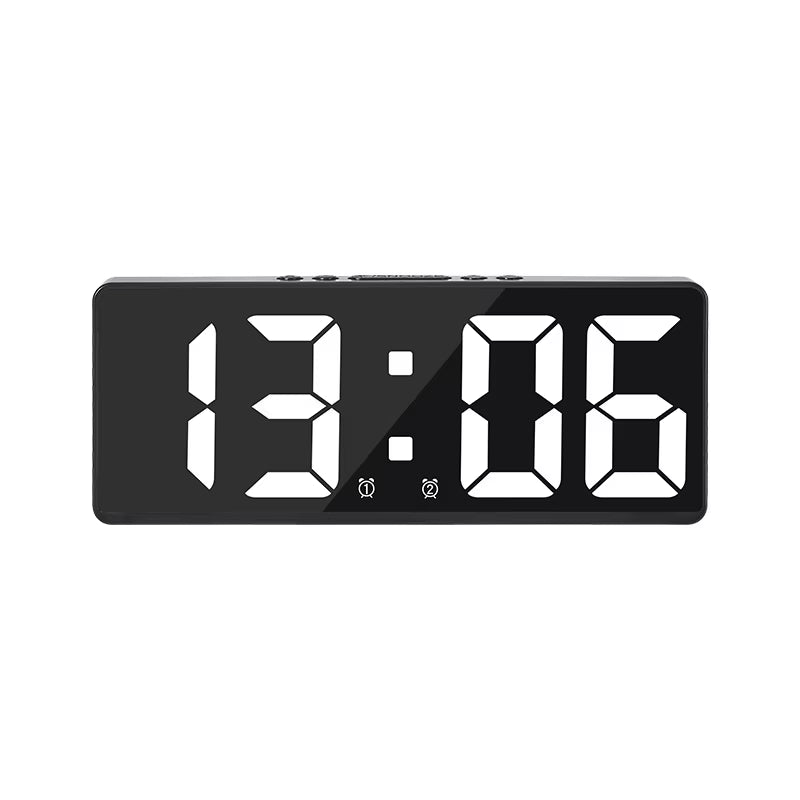 Reloj despertador Digital acrílico/espejo, Control por voz, repetición, modo nocturno, reloj de mesa, función antidisturbios de 12/24H, reloj electrónico LED