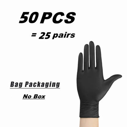 Guantes desechables de nitrilo negro para el trabajo, guantes de limpieza para el hogar sin látex, tatuajes mecánicos texturizados, tinte para el cabello, belleza, 10/20/50/100 Uds.