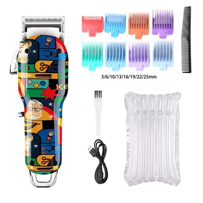 Cortadora de pelo profesional Kemei Grafiti de Nexorretail, máquina de afeitar USB con diseño moderno y accesorios incluidos