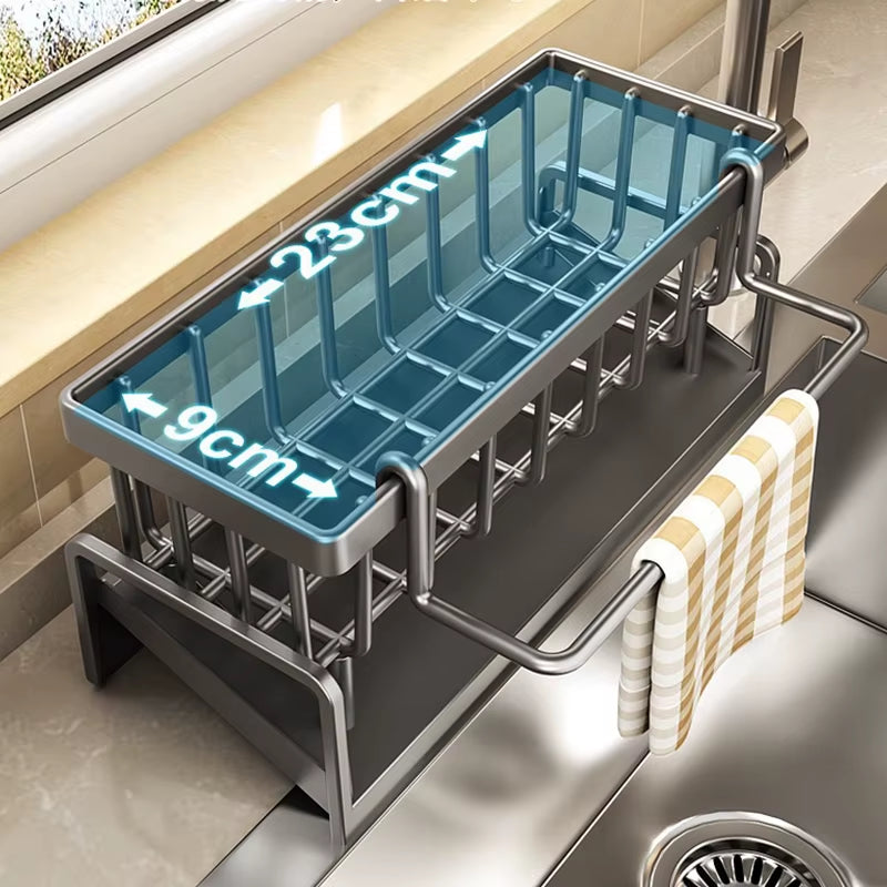 Estante de drenaje para fregadero de cocina, organizador de plástico Abs, autodrenaje, soporte para esponja y jabón, toallero, cesta de filtro