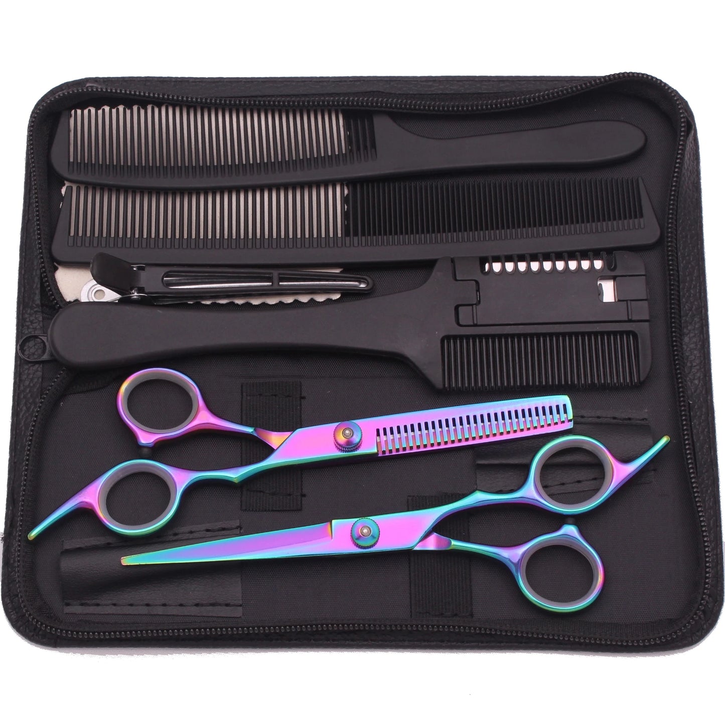 Kit de tijeras de peluquería profesional Nexorretail con 6.0 pulgadas, hechas de acero japonés brillante y afilado para corte preciso.