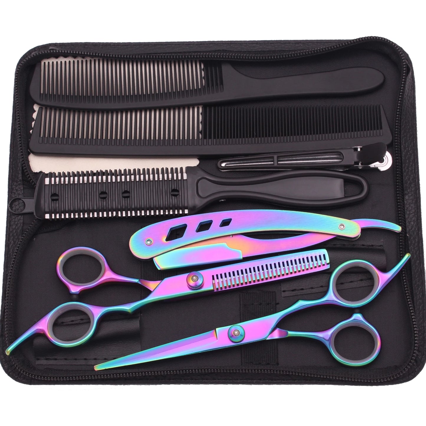 Tijeras de Peluquería Japonesas de Acero Inoxidable, Tijeras de Corte de Pelo Moradas, Set de Tijeras de Entresacar para Barbería con Peine C1001
