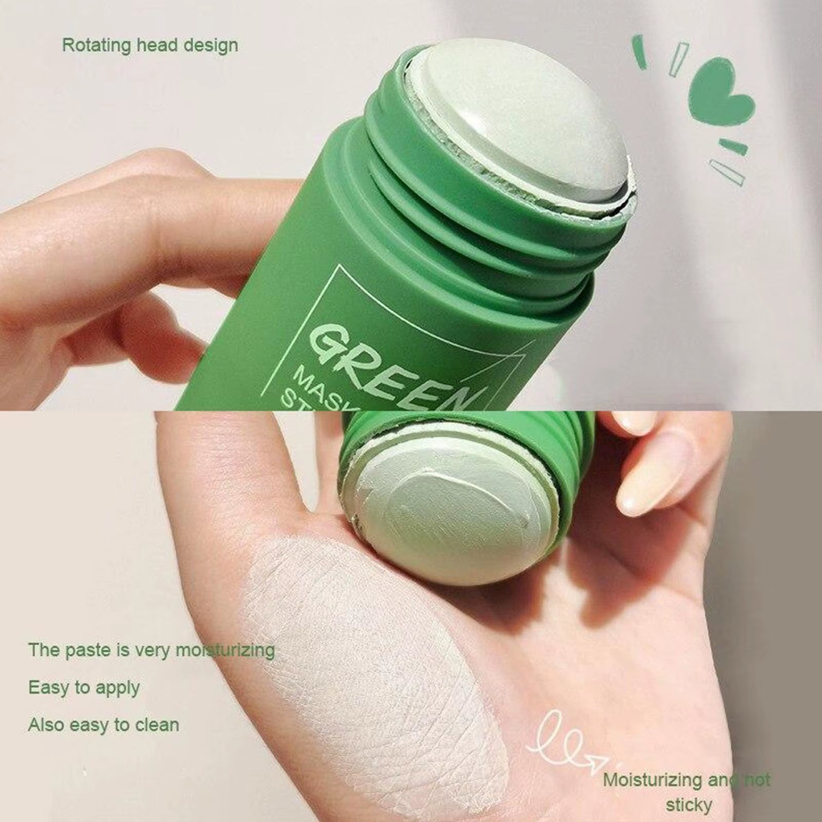 Mascarilla limpiadora sólida de té verde, crema para el tratamiento de imperfecciones de acné, eliminación de espinillas, fórmula vegetal Natural, solución suave para el cuidado de la piel
