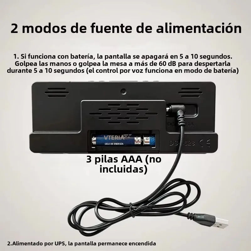 Reloj despertador Digital acrílico/espejo, Control por voz, repetición, modo nocturno, reloj de mesa, función antidisturbios de 12/24H, reloj electrónico LED