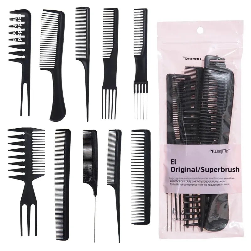 Set de barbería profesional Nexorretail con capa ajustable, peines y tijeras para corte de cabello y peinado.