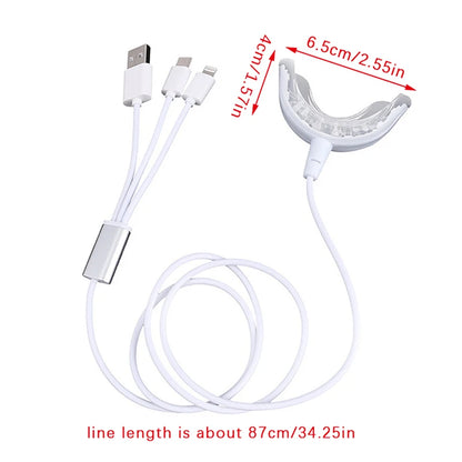 Lámpara blanqueadora de dientes Nexorretail con 16 LED y férula dental portátil por USB, ideal para blanqueamiento dental en casa.
